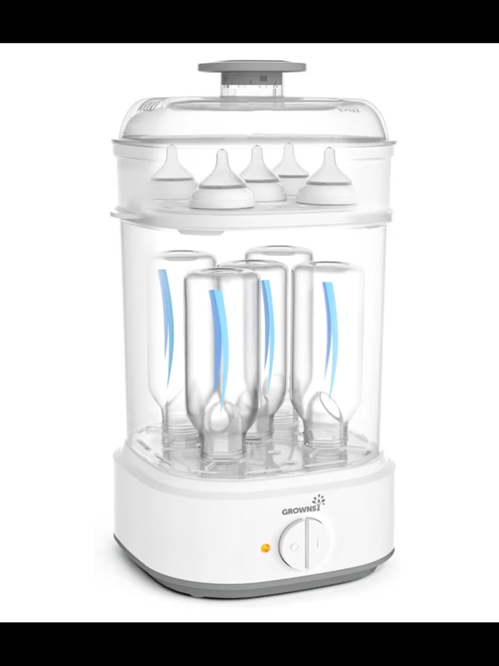 GROWNSI Electric Baby Bottle Sterilizer & Dryer - White/Clear